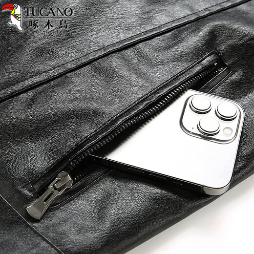 Chaqueta de cuero Woodpecker (TUCANO), chaqueta para hombre, primavera y otoño, cuello levantado, motocicleta de negocios, ropa de hombre de alta gama