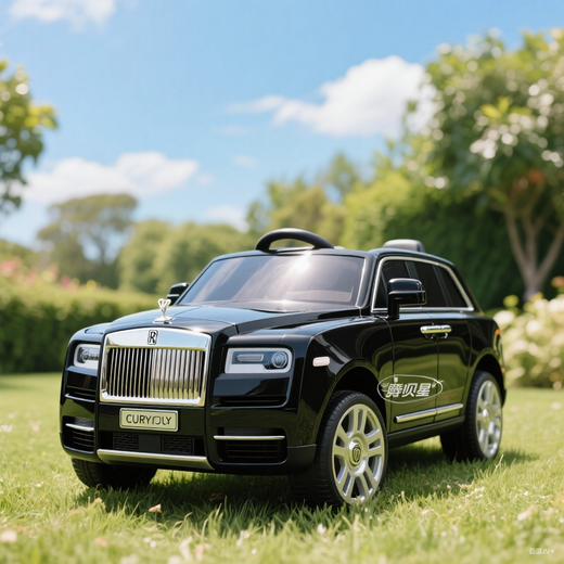 驰呗星劳斯莱斯库里南儿童电动汽车男女宝宝遥控玩具车可坐人四轮越野车 烤漆黑 遥控 摇摆  软座 蓝牙