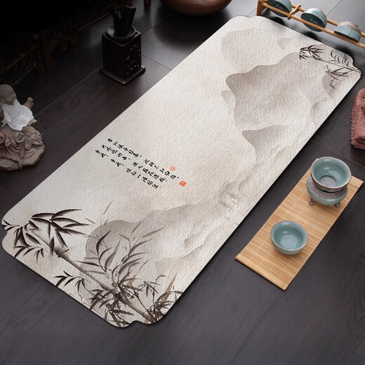 Shantou Lincun Zen absorbent tea towel tea cup tea mat Chinese tablecloth pot tea towel mat cover cloth tea set cover tea cloth tea mat Qingming River Scene - 80cm long and 35cm wide