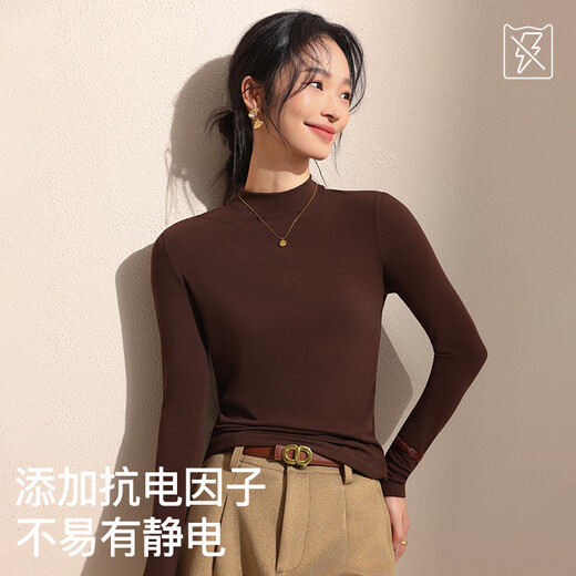 Catman bottoming shirt for women 2025 autumn stand-up collar hyaluronic acid skin care comfortable modal thin section high elastic 7A antibacterial and antistatic