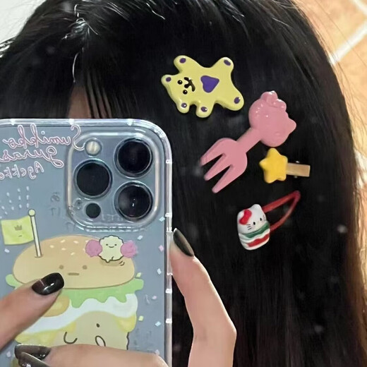 15-piece set of cute girly kitty hair clips, bangs clips, fish side clips, sweet and cool PU star BB clip hair accessories for women, main picture value set of 15 pieces <Type B>