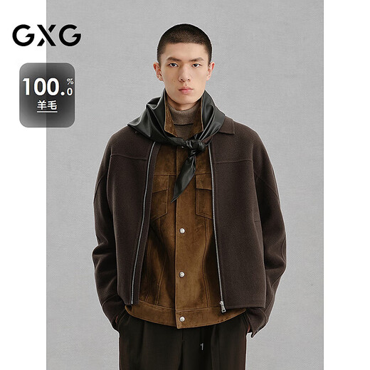 GXG Men's Wear Shopping Mall Same Style Brown Simple Commuting Short Coat Jacket Brown 175/L