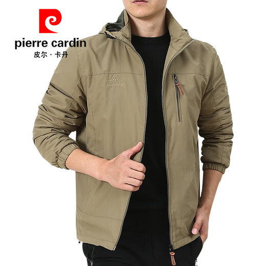 Pier Cardin 2025 New Windbreaker Holded más chaqueta de terciopelo chaqueta de hombres de mediana edad para hombres Otoño e invierno Capel-Capualy Men's Clothing 9888 [Azul oscuro] Sombrero extraíble L