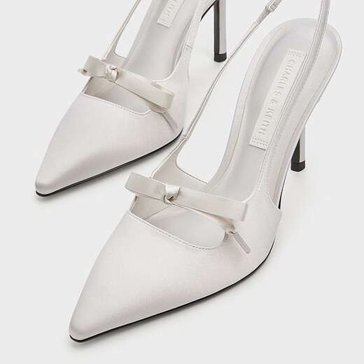 CHARLES&KEITH缎面蝴蝶结尖头高跟凉鞋女生日礼物新年礼物送女友CK1-60361556 Light Grey浅灰色 37