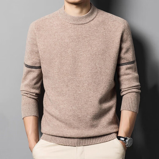 XJSGS luxury international brand men's high-end wool sweater 100% pure wool autumn and winter round neck knitted sweater men's inner wear high-end cirrus ready stock XL /115 recommended 135-155 Jin Jin equals 0.5 kg