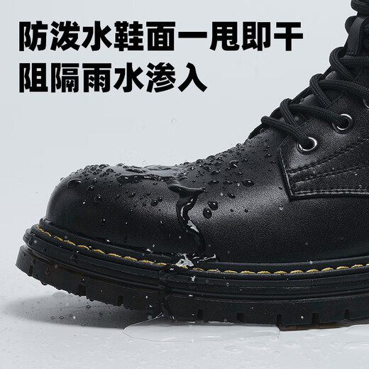 Mark Wafi Martin Boots Herrenherbst- und Winter -Baumwollschuhe plus Fleece -Schneestiefel High Top Herrenschuhe Arbeiten Lederstiefel Pure Black 41