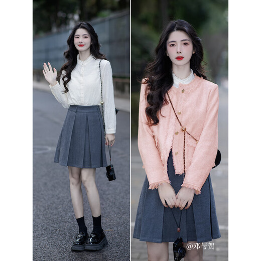 Inman cotton jacquard stand collar shirt spring women's casual commuting loose long-sleeved temperament shirt light apricot S