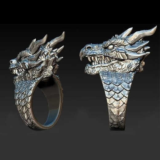 KZD Old Phoenix 999 sterling silver pure silver retro domineering and fierce men's dragon ring personalized creative silver magic dragon ring magic dragon head ring same style single pack same style