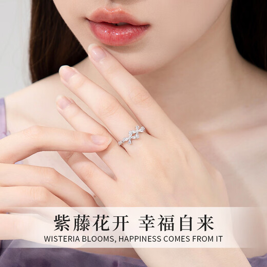 Chinese jewelry wisteria blossom sterling silver ring women's light luxury ring tail ring anniversary birthday gift for girlfriend
