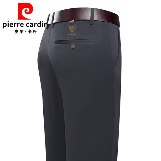 皮尔卡丹（pierre cardin）休闲裤男士春秋季新款商务宽松直筒弹力免烫西裤爸爸装长裤子 9853深灰色 【夏季薄款】 32