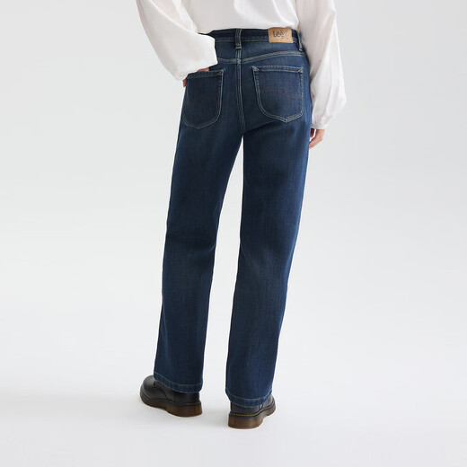 Lee25 autumn and winter new 429 standard straight leg thickened velvet dark blue women's warm jeans dark blue 27
