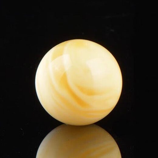 Fat Donglai's same style beeswax single bead Russian material white flower monster pattern round beads chicken oil yellow floating flower hand string beads cultural toy 10mm1 piece