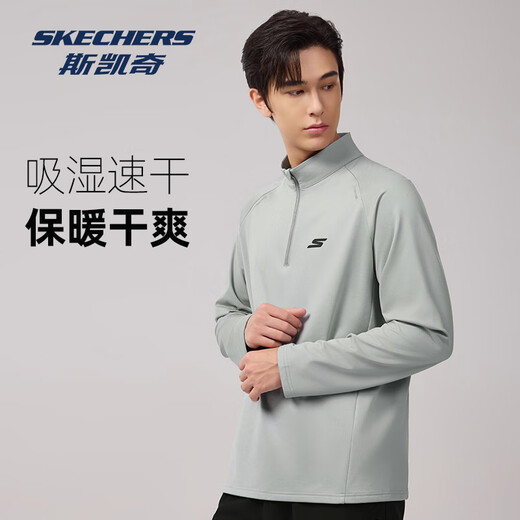 Skechers Men's Sweatshirt 2026 Spring New Fashionable Breathable Half-Zip Top Casual Versatile Knitted Sweater Sweatshirt
