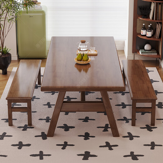 Huixun solid wood large board desk and dining table integrated into the living room work table home desk leisure area multi-person study table walnut color #big board table 140cm*80cm*75cm