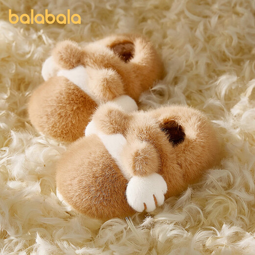 Balabala Cat Claw Cotton Slippers Children's Non-Slip Boys' Indoor 2025 New Bag Heels Girls' Cute Warm Baby Hair Slippers