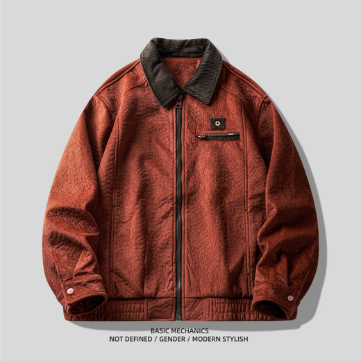 JEEP SPIRIT Jeep High-End Heavy Wool Contrast Lapel Casual Jacket Men's 2025 Autumn Loose American Jacket Men Military Green XL Suitable for 145-160Jin Jin equals 0.5 kg