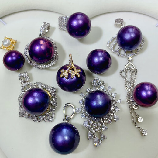 Yongsi natural pearl demon purple pendant imperial purple necklace 15-16mm huge Edison thick purple grape blueberry 17 huge buckle