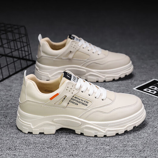 Hongxinger Duckling Erkeke 2025 Autumn Nuevo zapatos deportivos casuales zapatos para hombres zapatos blancos zapatos de papá hy1289 beige sencilla 44