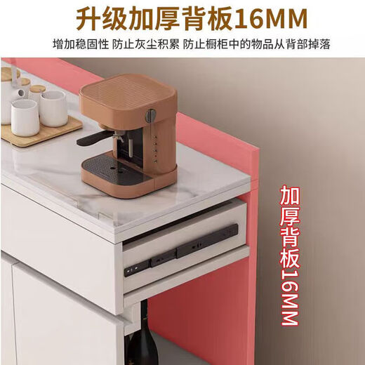 Xuanxin Sideboard, Schrank, Wohnzimmer, Wandschrank, multifunktionaler Lagerschrank, Teeschrank, Weinschrank, Khaki + Weiß, fünf Türen, drei Schubladen, 200 cm