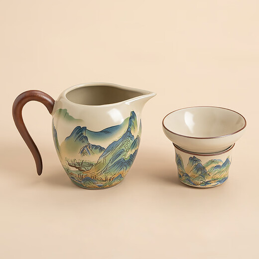 Zhengyang Ru Kiln tea leak tea artifact tea filter tea filter creative ceramic tea partition isolation tea filter tea set accessories Ru Kiln (Jinxiu Shanhe) tea leak set