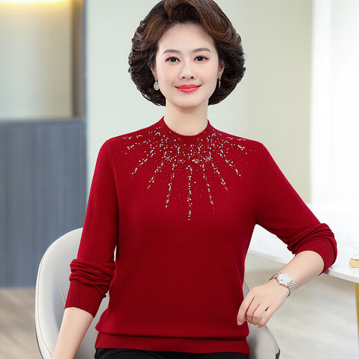 Ordos city specialty women's cashmere sweater autumn and winter new mother's sweater women's cashmere sweater with warm sweater camel 4XL 160-175Jin Jin equals 0.5 kg