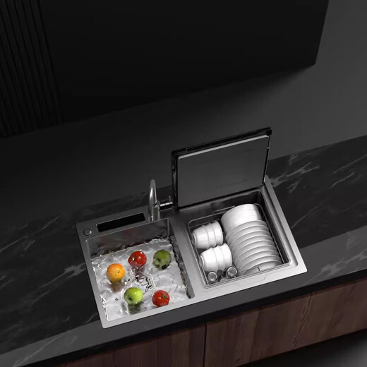 Dishwasher for 8-10 people, large capacity, double spray, small household smart fully automatic desktop embedded hot air drying, active oxygen sterilization and disinfection S3pro left machine upgraded version with ultrasonic