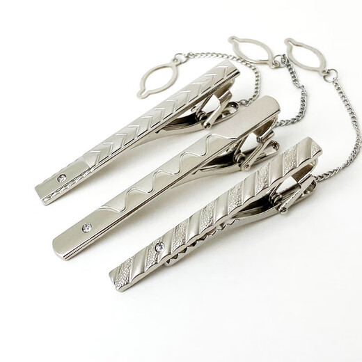 Men's silver tie clip business formal wear simple wedding men's and women's pin Korean style security collar clip fashion 2 pack random style