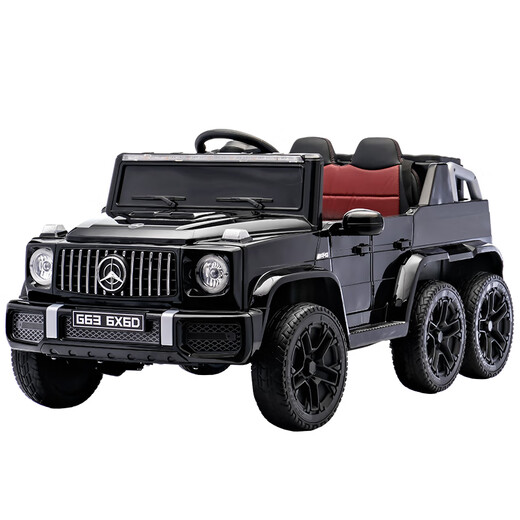 HERO THRIVE Mercedes-Benz children's electric four-wheel off-road car for boys and girls, six-wheel drive, can sit in adults' self-driving remote control parent-child toy car, painted black six-wheel drive + leather seat + full function + dual throttle + silent wheel + 12V7A Super Power battery