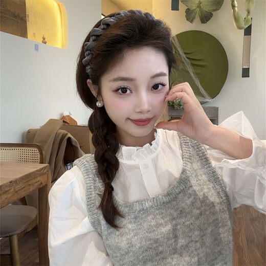 Garenbei small fragrant style mesh hair hoop for girls, non-slip, toothed, high top, versatile pressure hair ring, hairpin, headband, hair accessory for women, small fragrant style hair hoop, black 1 piece