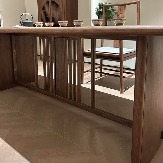 Aesthetic School New Chinese Solid Wood Tea Table 2025 New Modern Simple Home Living Room Walnut Tea Table Chinese Ancient Style Tea Table Customized Contact Customer Service