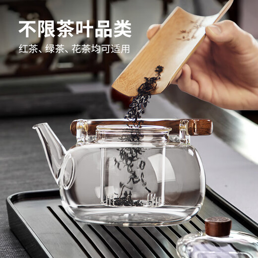 YIHUTEA Teapot Glass Tea Kettle Tea Maker Large Capacity High Borosilicate Glass Kettle Electric Ceramic Stove Tea Water Separator Kettle Thickened Lift Shanhe Kettle - Transparent 1100ml
