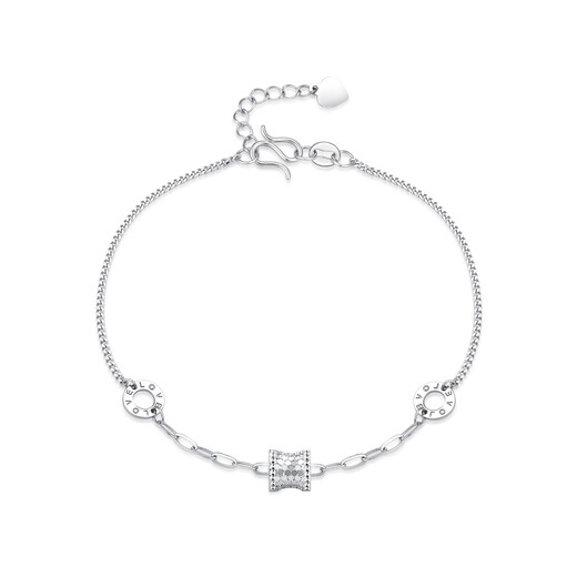 Jin Zhifu inherited platinum bracelet for women with small waist PT950 round cake LOVE crushed ice bracelet for girlfriend and wife birthday gift small waist bracelet about 3.2 grams