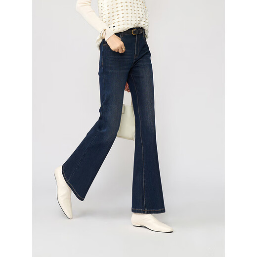 Fabersa jeans bootcut para mujer 2025 invierno nuevo estilo terciopelo engrosado pantalones de mujer slim fit pantalones acampanados misty blue-terciopelo 34