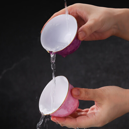 Jingdezhen official ceramic flower-flowered teacup Kung Fu tea set for home tea making master cup white porcelain tea drinking cup high-end gift brocade flower-flowered cup-Tianqing 1 piece