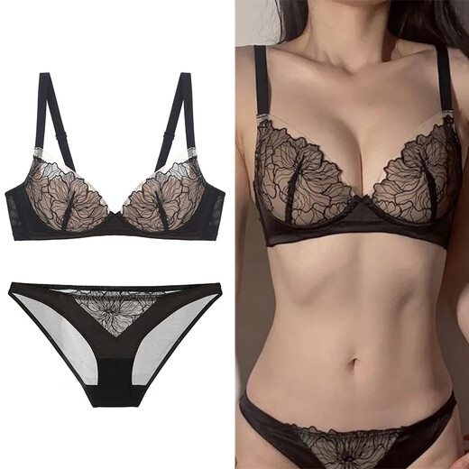 Victoria Palace Lace Bra No Wires Showing Breast Size Breast Support Push-up Breast Control Adjustable Bra Low Waist Panties Set Pink L