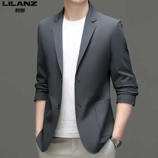 LILANZ 2025 Men's Casual Suit Autumn New Slim Single Suit Jacket Men's Fashion Korean Thin Suit Gray 22301 M 170