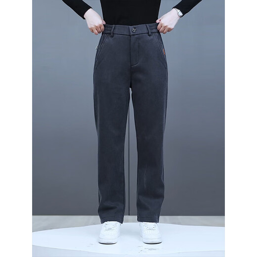 AEMAPE casual pants men's velvet thickened autumn and winter 2025 new middle-aged men's loose straight pants sports pants men 6266 gray (velvet) 34 155-165Jin Jin equals 0.5 kg