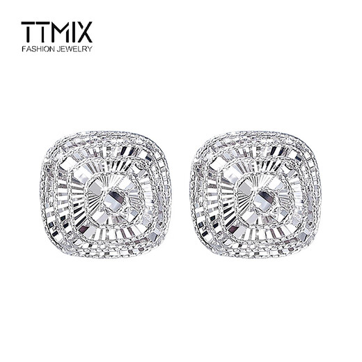 TTMIX shiny platinum earrings pt950 platinum earrings women's temperament platinum earrings birthday gift round 3.1-3.3g