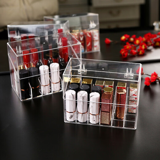 Kaximu lipstick storage box dust-proof desktop cosmetics nail polish with lid transparent acrylic lip glaze lipstick storage rack with lid 18 compartments