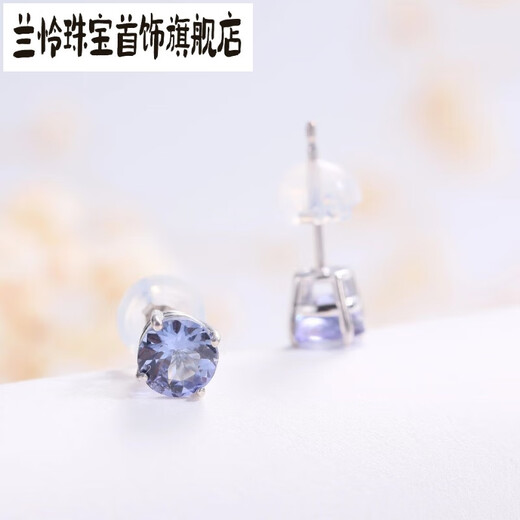 Lanlian 1.8 carat tanzanite earrings for women 14K gold colored gemstone couple earrings 6mm classic earrings gift