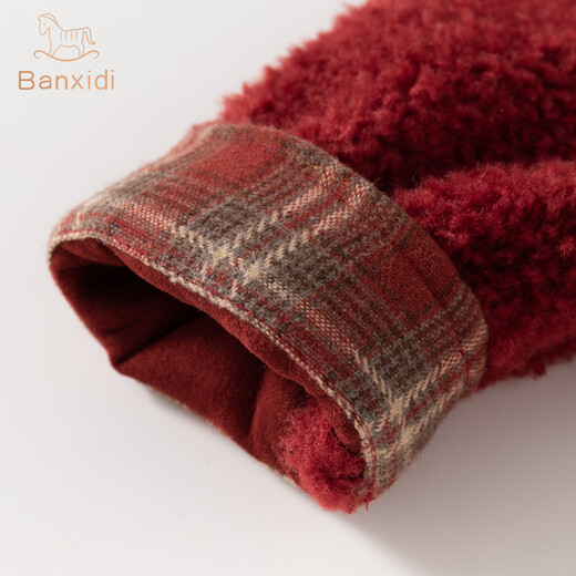 Banxidi Girls' Polar Fleece Jacket Autumn 2025 New Style Children's Princess Autumn Clothing Baby Girl Autumn Winter Top Children's Clothing Red 90