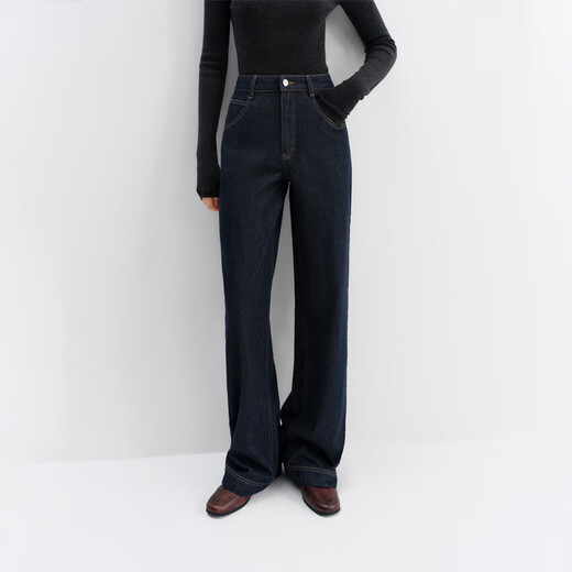 Fanslanen raw cow color straight high waist jeans for women winter 2025 new long and short version versatile pants 4304 raw cow color long L