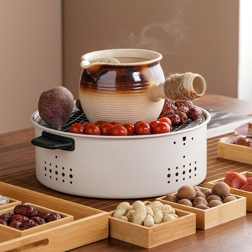 Roasted milk teapot, roasted teapot, stove-cooked tea pot, pot side handle set with lid, large capacity tea cup, gradient stripe-milk pot pot-large size 1100ml