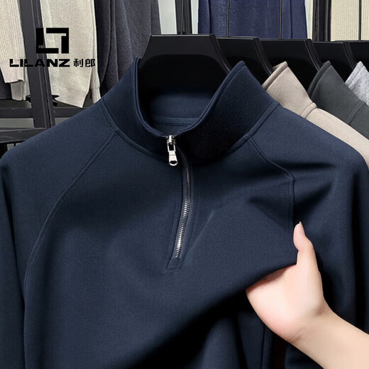 LILANZ official spring men's sweatshirt half-zip stand collar cotton clothes men's casual T-shirt men's jacket flagship official black 4XL