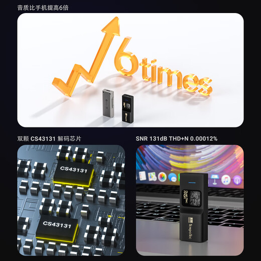 TempoTec Sonata BHD Pro computer USB sound card/decoder amp small tail adapter cable/4.4+3.5mm/DSD/MQA adjustable volume single line version titanium color