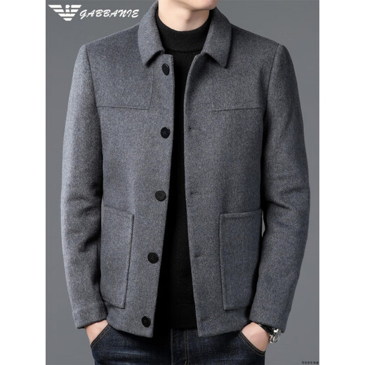 AX Armani 2025 Double-sided Cashmere Coat Men's Middle-aged Autumn and Winter Short Lapel Jacket Wool Wool Casual Jacket L92188 Black XL 180 (Suitable for weight 130-150Jin Jin equals 0.5 kg)