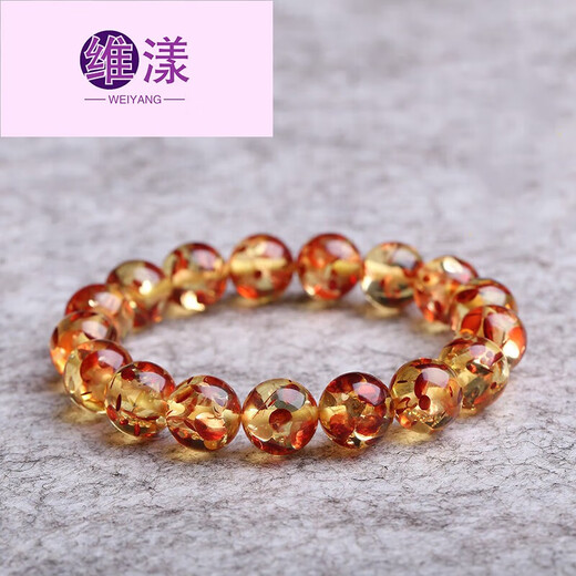 Weiyang beeswax bracelet, amber bracelet, flower amber bracelet with national inspection certificate, men and women, 20mm, 0g