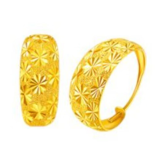 KZD Old Phoenix 999 real gold baby's breath carved earrings earrings brass real gold meteor shower round earrings earrings baby's breath