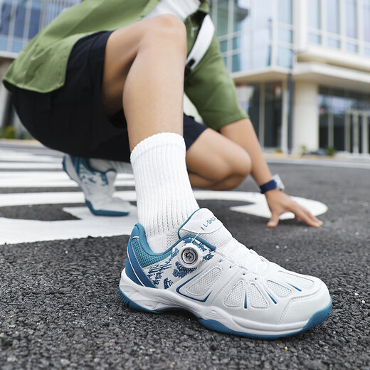 Brand genuine counter badminton shoes men's shoes women's shoes new shock-absorbing breathable sports shoes lightweight net 9107 white light blue 41