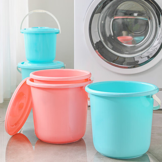 Car wash bucket household plastic bucket with lid children's small bucket art painting water storage bucket blue 3.5L bucket + lid